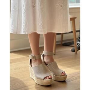 Indigo Rd. Beige Espadrille Wedge Sandals with Ankle Strap 9